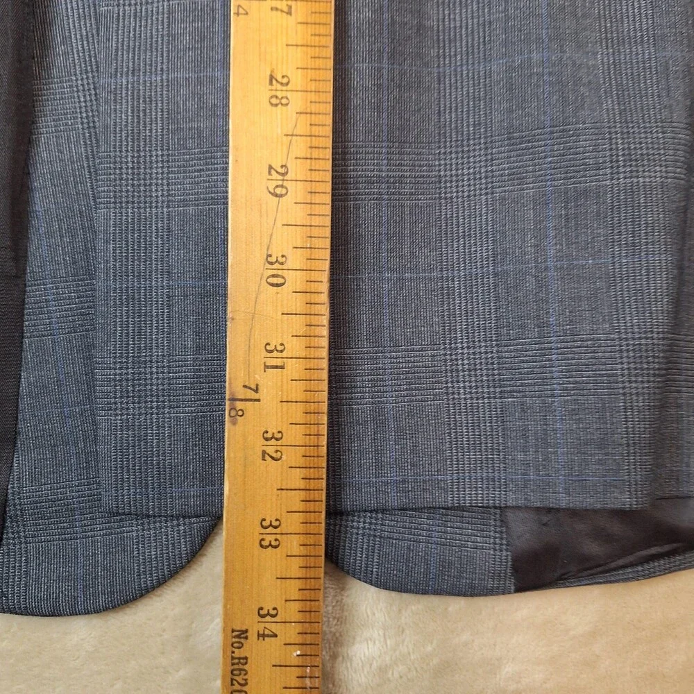 Brooks Brothers 346 Suit Jacket Mens 44 Gray Plaid Wool Double Vent 2 Btn